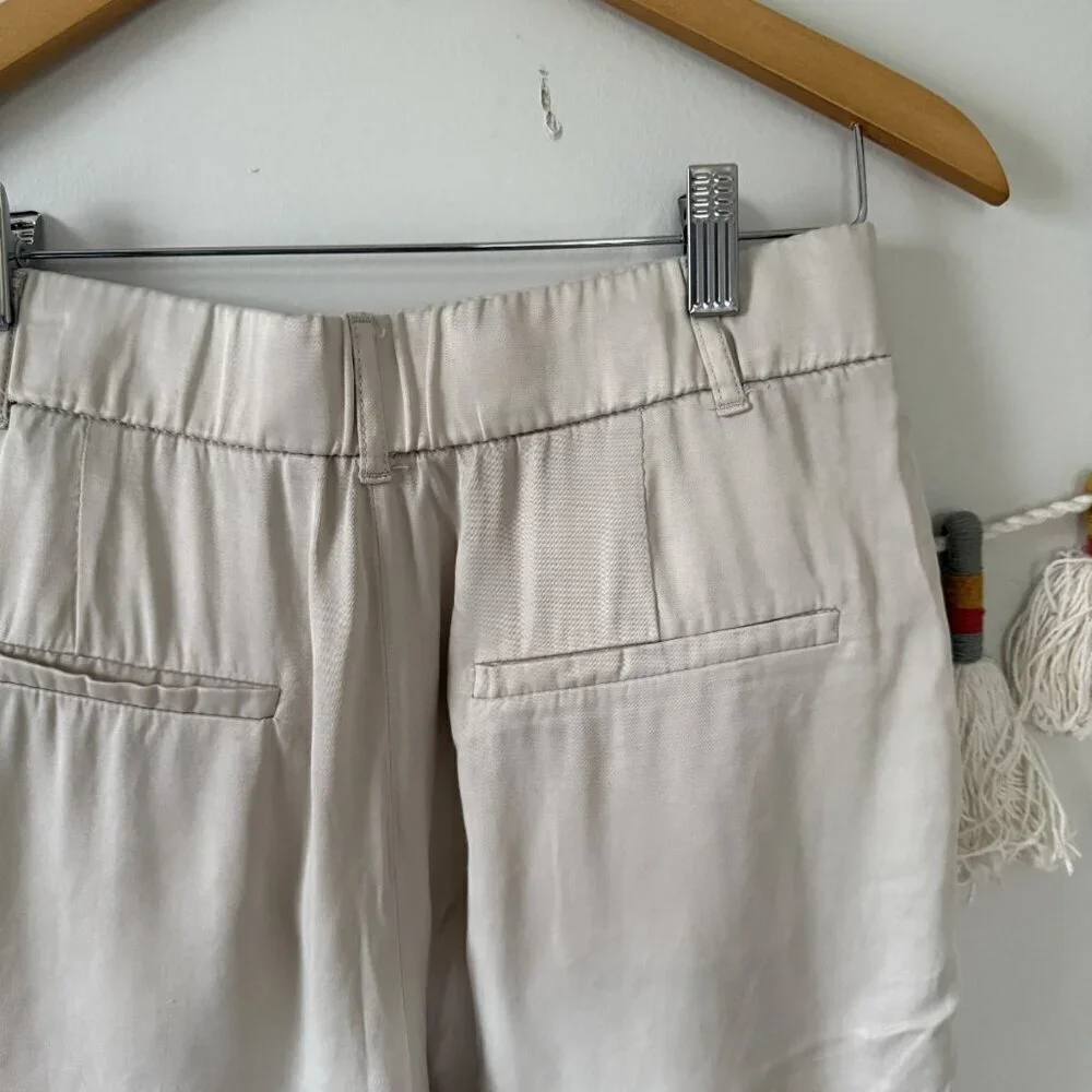 Zara Silky Pleated Relaxed Shorts Neutral Shabby Chic Coquette Feminine S